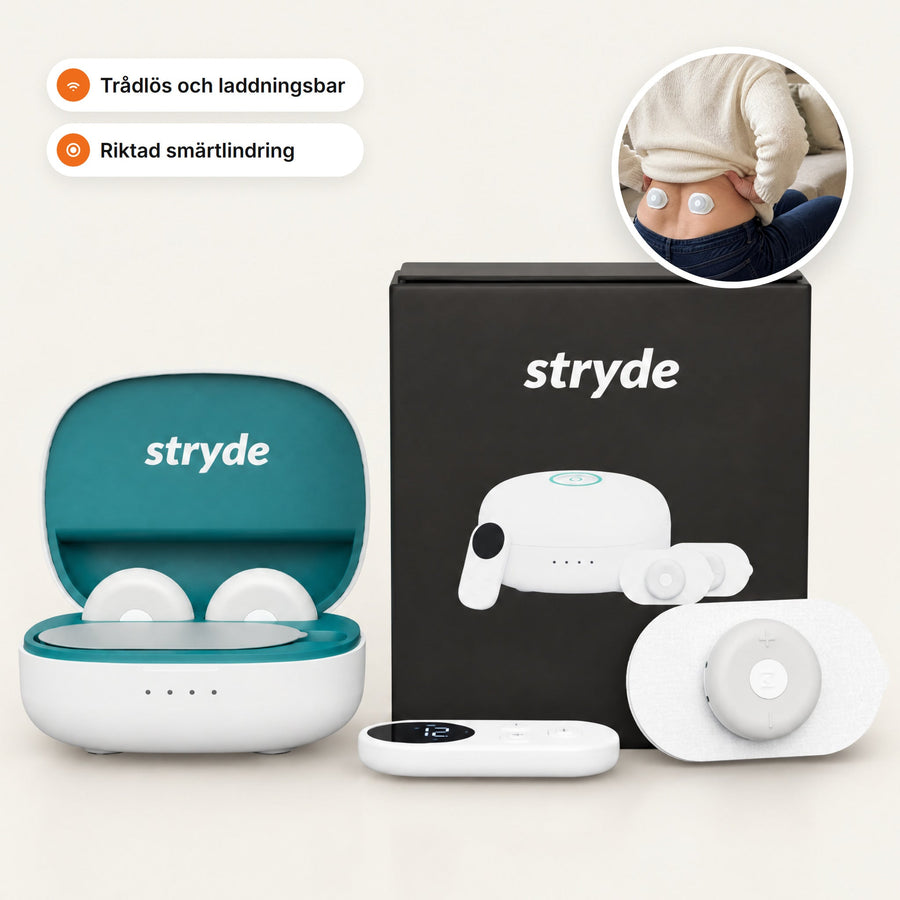 Stryde Core Pro, adaptivt NMES-system för ryggen – setet med laddningsfodral