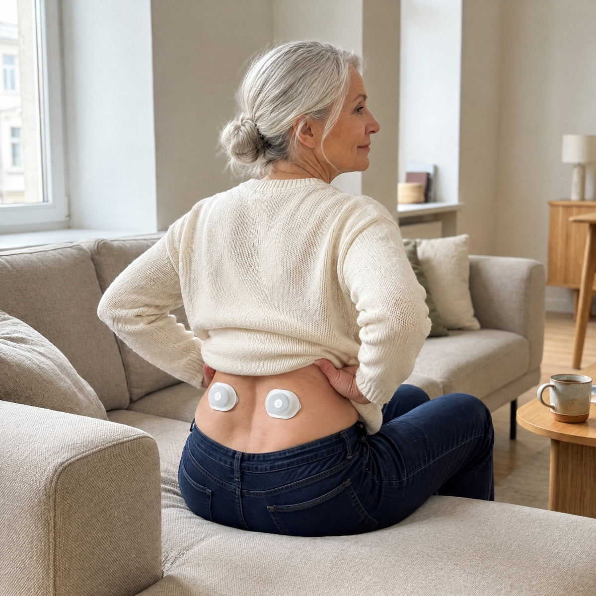 Stryde Core Pro, adaptivt NMES-system för ryggen – kuddarna på ländryggen
