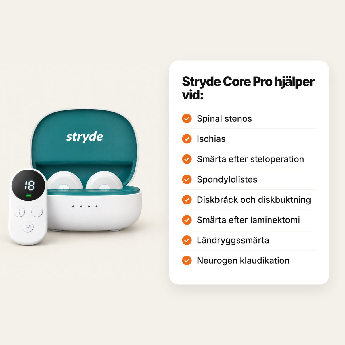 Stryde Core Pro, adaptivt NMES-system för ryggen – hjälper vid
