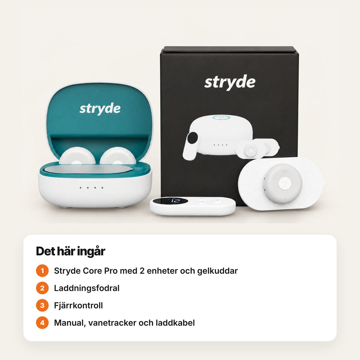 Stryde Core Pro, adaptivt NMES-system för ryggen – det här ingår