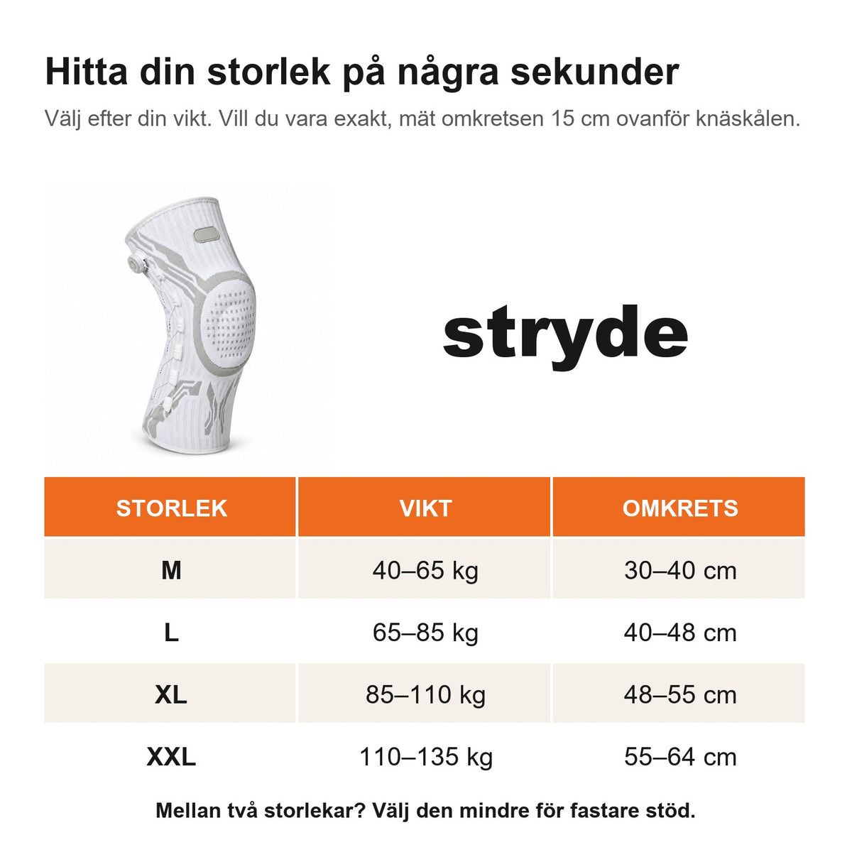 Storleksguide för Stryde Knee Brace Pro