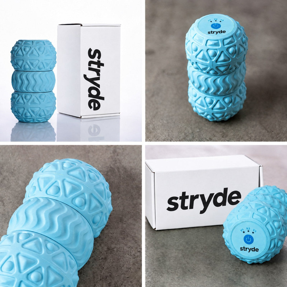 Stryde Roll, himmelsblå, fyra vinklar