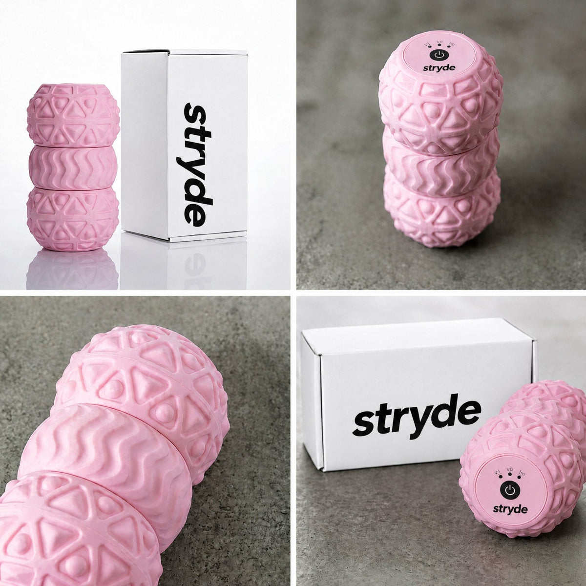 Stryde Roll, rosa, fyra vinklar