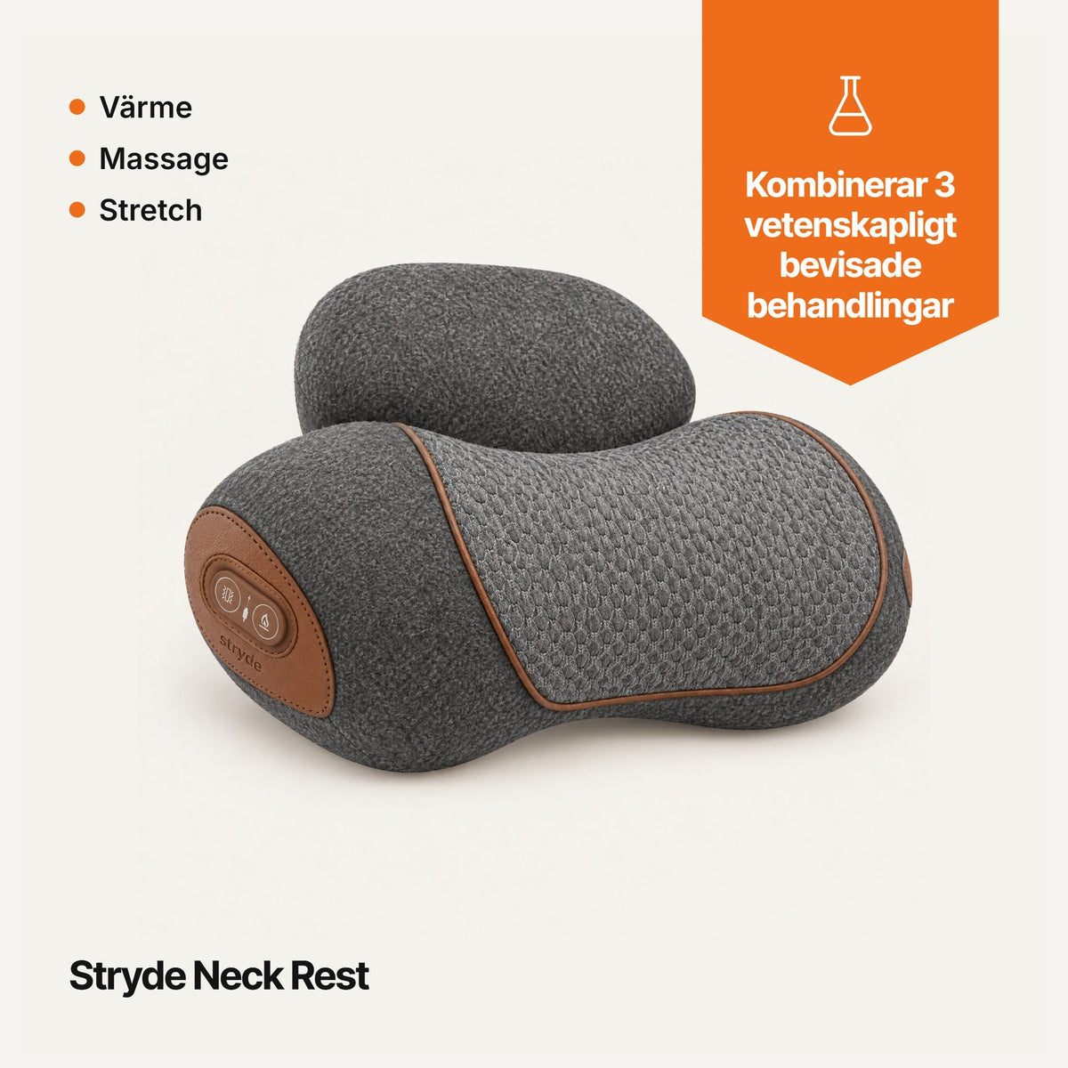 Stryde Neck Rest, 3 i 1 nackstöd med värme och massage – tre behandlingar