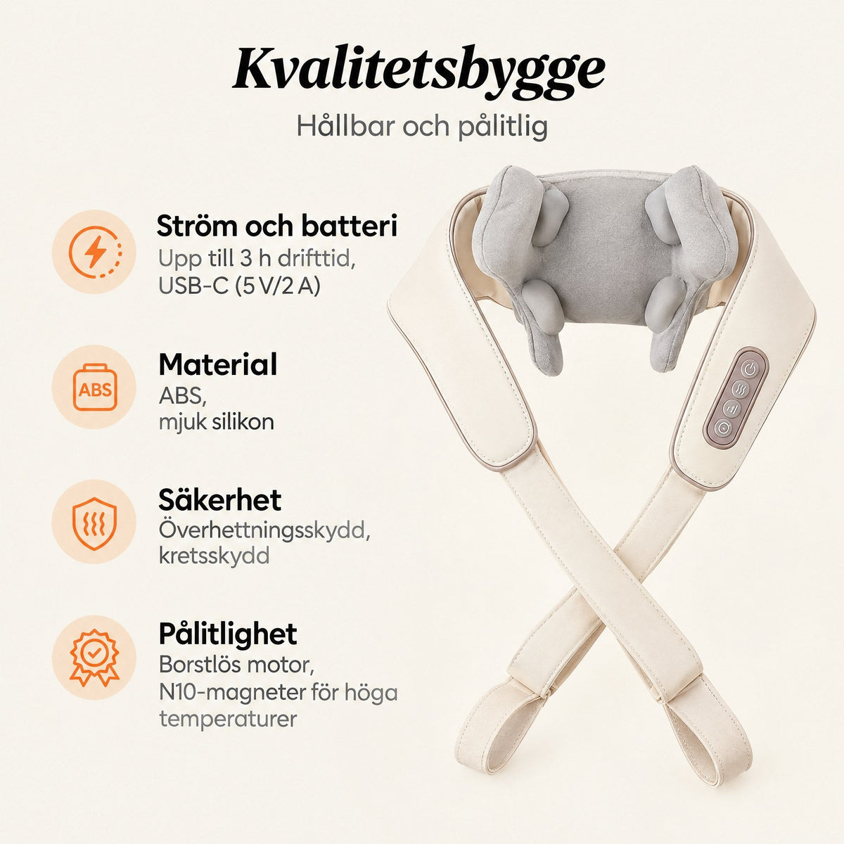 Stryde Shiatsu Pro, sladdlös nack- och axelmassager