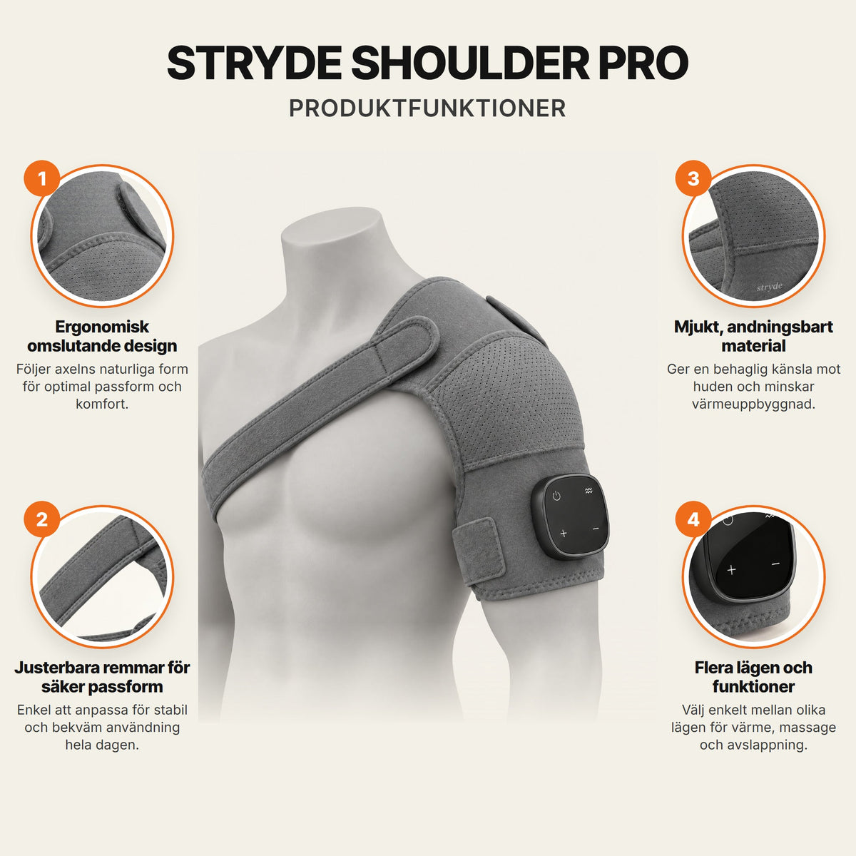 Stryde Shoulder Pro, trippelterapi för axeln – produktfunktioner
